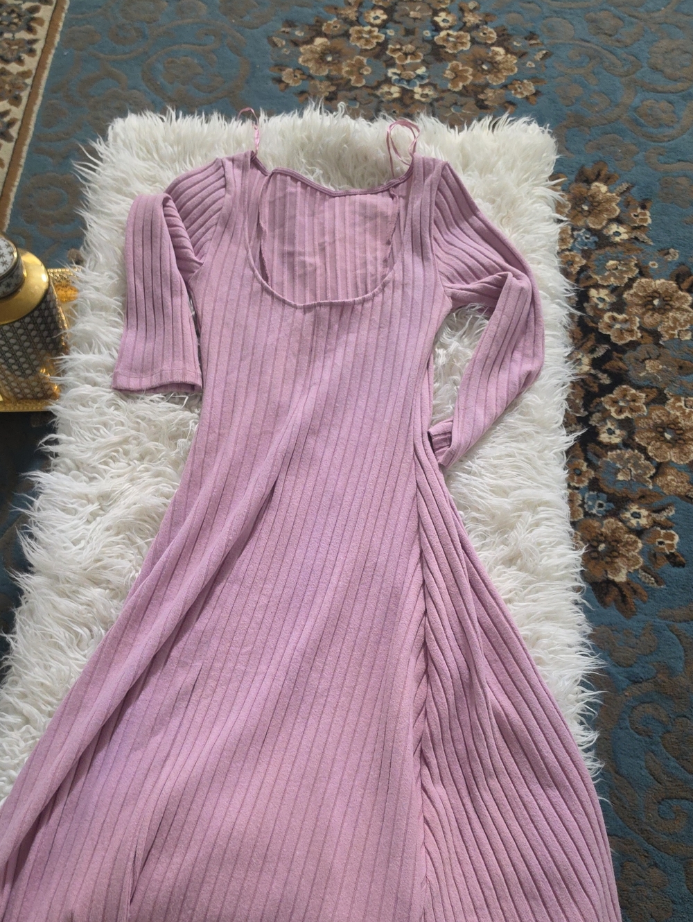 Old Navy One-Shoulder Ribbed Maxi Dress in Dusty Rose